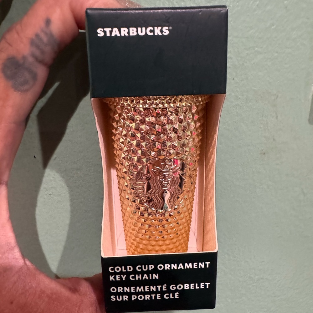 Starbucks mini gold cup ornament
